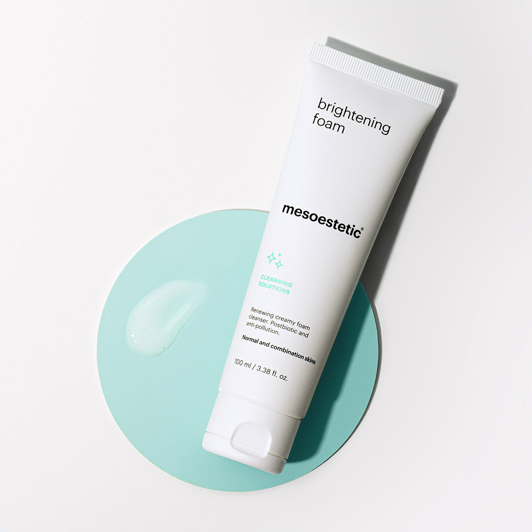 mesoestetic brightening foam - Creamy cleansing foam with AHA’s. Renewer, rebalancing and anti-pollution. Normal and combination skin.