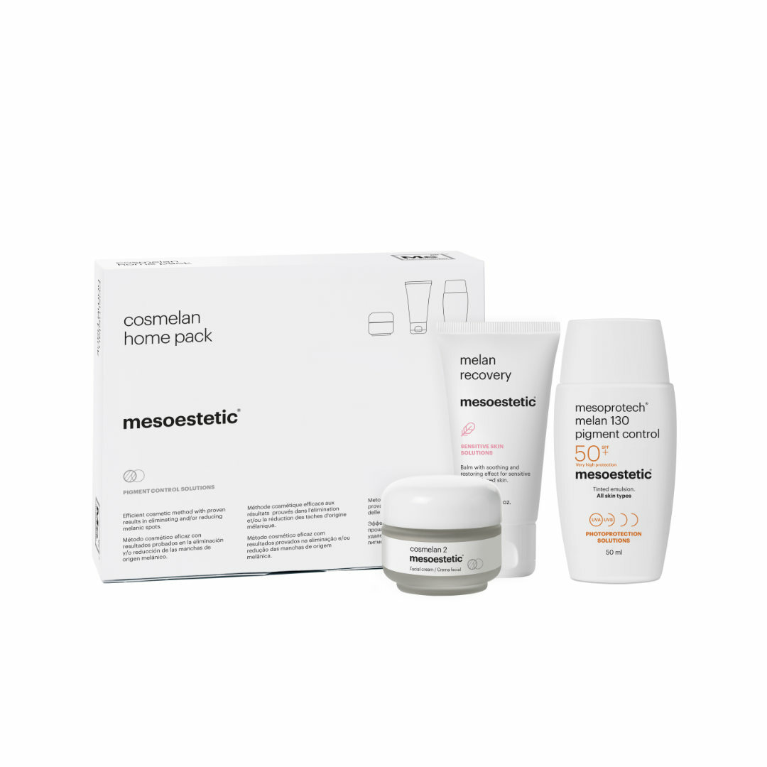 mesoestetic cosmelan® home pack - Home pack for the cosmelan® method. Contains the products to follow the home protocol of the cosmelan® professional method and complete the depigmenting action for removing and/or reducing spots of melanic origin.