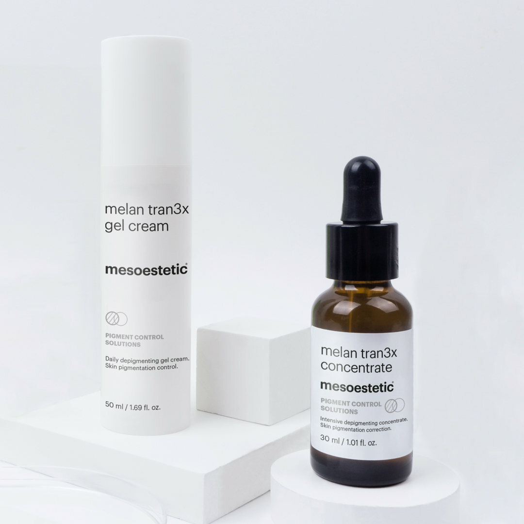 Mesoestetic melan tran3x concentrate - is a intensive depigmenting concentrate that acts on excessive epidermal pigmentation by visibly reducing dark spots.