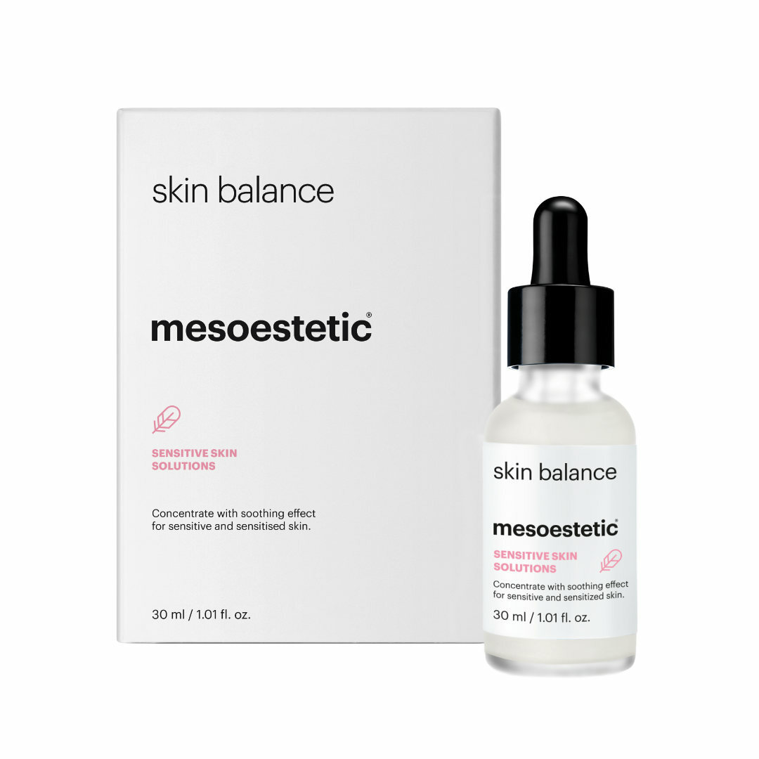mesoestetic skin balance serum for sensitive skin - is an intensive concentrate with calming effect for sensitive and sensitised skin. It boosts the skin defence systems, microbiota and barrier function.
