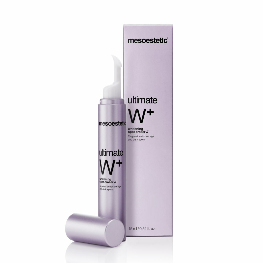Ultra-concentrated treatment with whitening effect recommended for local action on hyperpigmentation of face, neck, décolleté and hands.